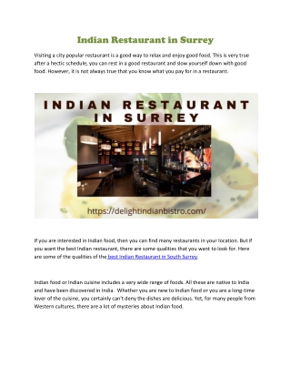 Indian Restaurant in Surrey