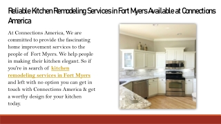 Reliable Kitchen Remodeling Services in Fort Myers Available at Connections America