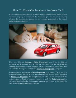 How To Claim Car Insurance For Your Car