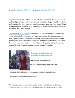 Grupos Versatiles En California ^ - Grupos Versatiles En California
