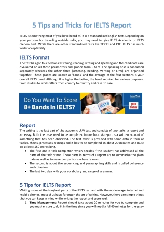 5 Tips and Tricks for IELTS Report