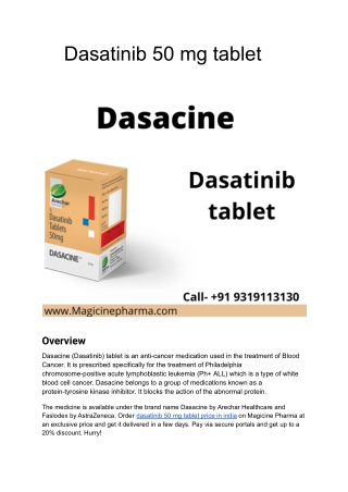 Dasatinib 50 mg tablet