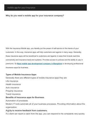 Why do you need a mobile app for your insurance company?