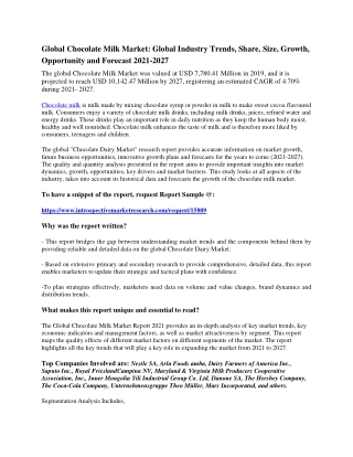 Global Chocolate Milk Market 2021