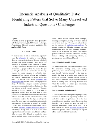 Thematic Analysis of Qualitative Data Identifying Pattern That Solve Many Unresolved Industrial Questions  Challenges -