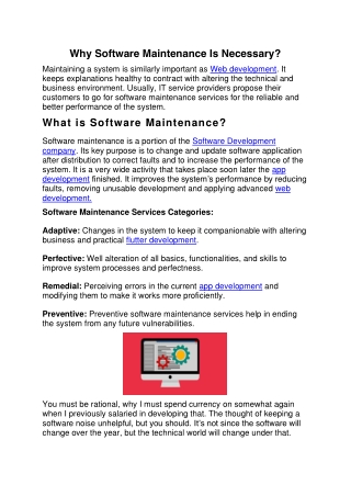Why Software Maintenance Is Necessary