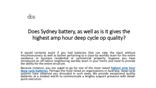 Does Sydney gives the highest amp hour deep cycle battery, as well as is it top