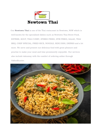 15% Off - Newtown Thai restaurant menu, NSW