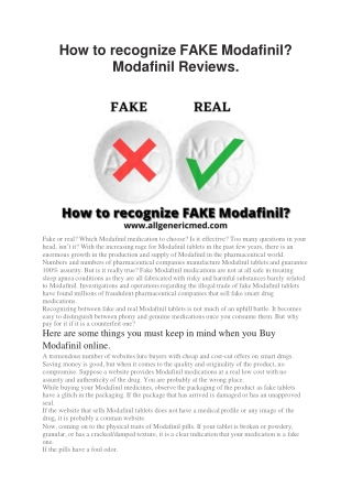 How to recognize FAKE Modafinil-converted