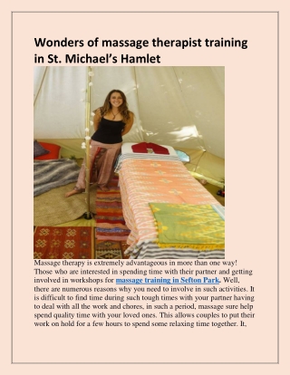 Get the best Massage Training in St Michaels Hamlet