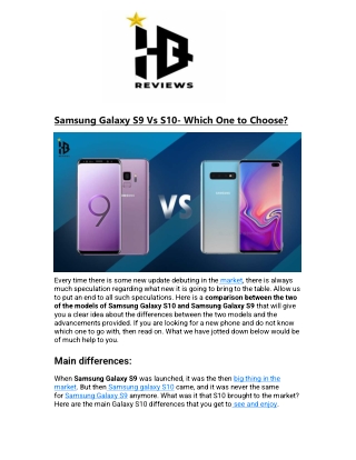 Samsung Galaxy S9 Vs S10- Which One to Choose