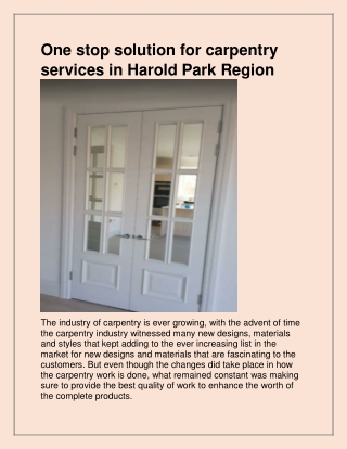 Qualified Joinery in Harold Park