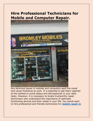 Contact for iPhone Repair in Bromley