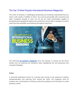 The Top 10 Most Popular International Business Magazines