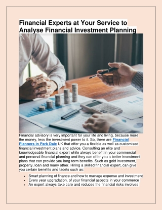 Professional Financial planner in Park Dale