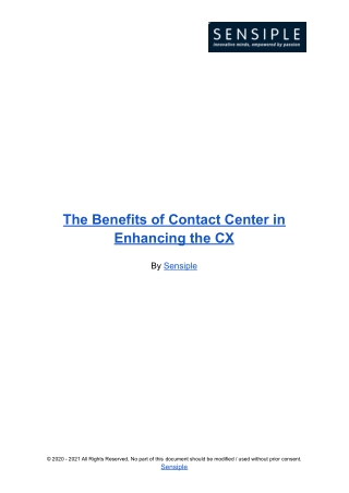 The Benefits of Contact Center in Enhancing the CX