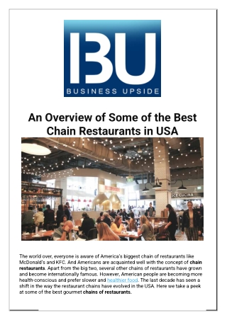 An Overview of Some of the Best Chain Restaurants in USA