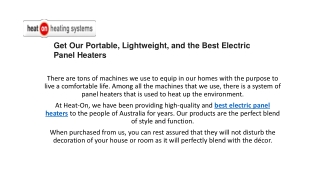 Get Our Portable, Lightweight, and the Best Electric Panel Heaters