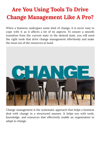 Are You Using Tools To Drive Change Management Like A Pro