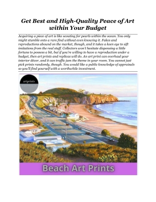 Get Best and High-Quality Peace of Art within Your Budget