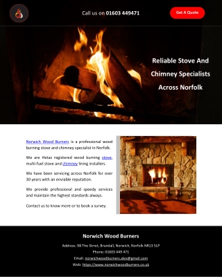 Reliable Stove And Chimney Specialists Across Norfolk