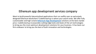 Ethereum app development services company