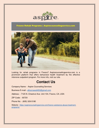 Fresno Rehab Programs | Aspirecounselingservice.com