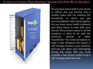 Factors to Consider When Renting a Storage Unit Near Me In Aberdeen