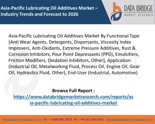Asia-Pacific Lubricating Oil Additives Market – Industry Trends and Forecast to 2026