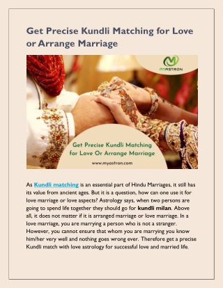 Get Precise Kundli Matching for Love Or Arrange Marriage