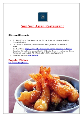 5% Off - Sun Sun Chinese Restaurant Aspley Delivery, QLD
