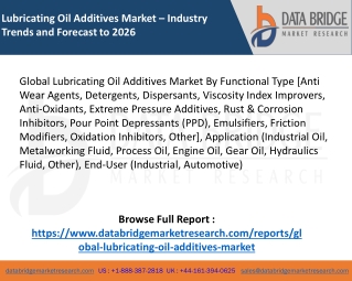 Global Lubricating Oil Additives Market – Industry Trends and Forecast to 2026