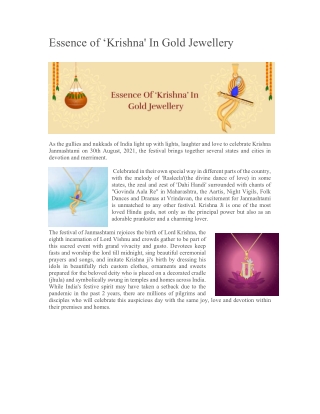 Essence Of Krishna In Gold Jewellery