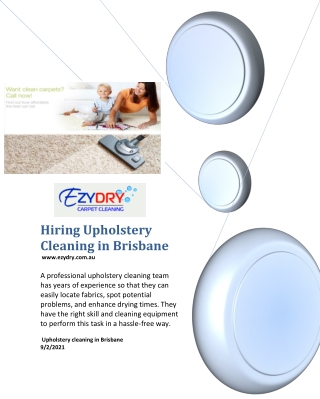 Hiring Upholstery cleaning in Brisbane - EZYDRY