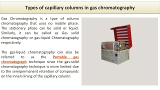 Types of capillary columns in gas chromatography