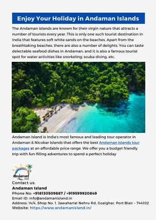 Andaman Islands Holiday Packages