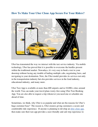 How To Make Your Uber Clone App Secure For Your Riders