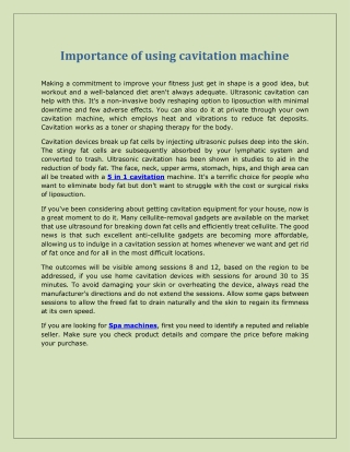 Importance of using cavitation machine