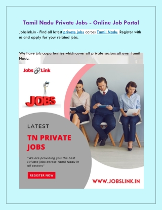 Tamil Nadu Private Jobs