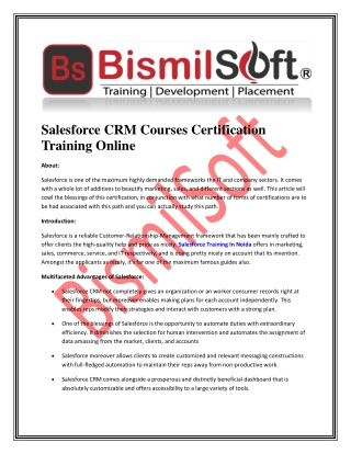 Salesforce CRM Courses Certification Training Online