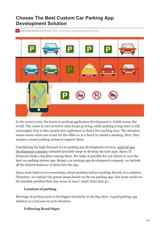 Choose The Best Custom Car Parking App Development Solution