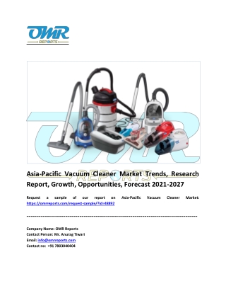 Asia-Pacific Vacuum Cleaner Market Size, Share, Industry Growth, Report 2027