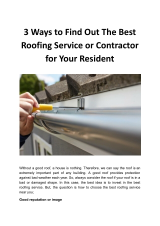 3 ways to find out the best roofing service or contractor for your resident.docx