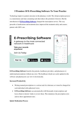 5 Promises Of E-Prescribing Software to Your Practice