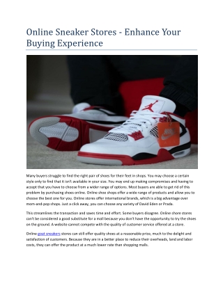 Online Sneaker Stores - Enhance Your Buying Experience