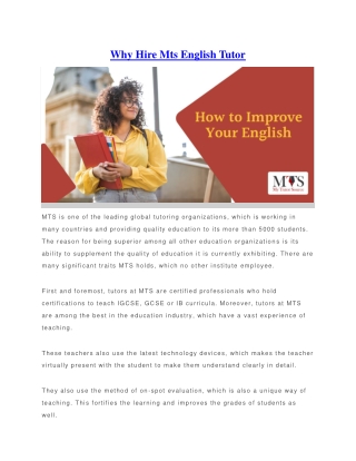 Why Hire Mts English Tutor
