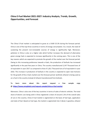 China E-Fuel Market