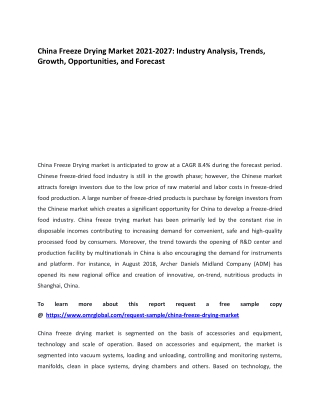 China Freeze Drying Market 2021