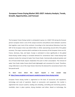 European Freeze Drying Market 2021