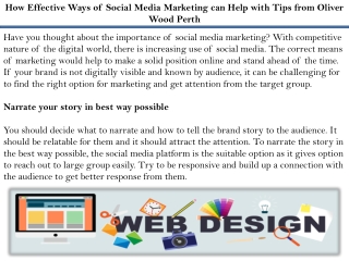 How Effective Ways of Social Media Marketing can Help with Tips from Oliver Wood